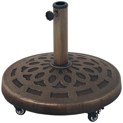 21kg Bronze Tone Garden Parasol Base with Wheels Fits 34 38 48mm Poles by Outsunny