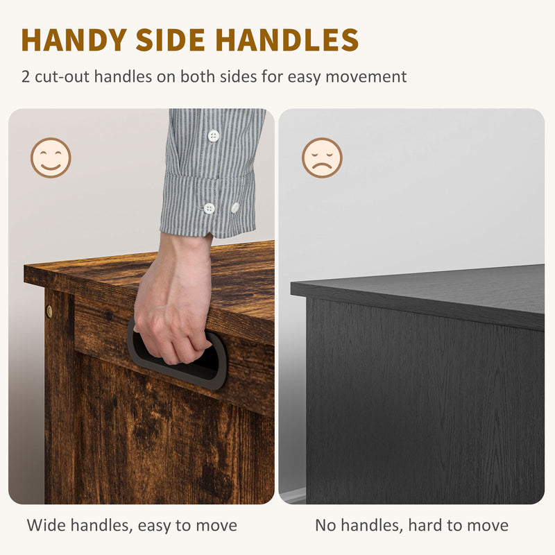 Rustic Brown Wooden Storage Chest with Safety Hinges and Cut Out Handles