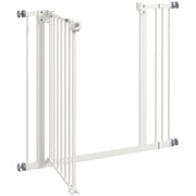 Adjustable Metal Dog Safety Gate 74 to 87cm Wide for Doorways and Stairs White