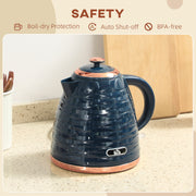 3kW Rapid Boil Electric Kettle With Honeycomb Design For Kitchen Use Dark Blue AOSOM