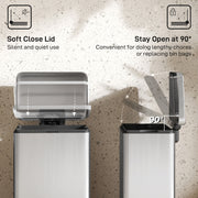 Stainless Steel 20L Pedal Kitchen Bin with Soft Close Lid and Removable Inner Bucket for Home