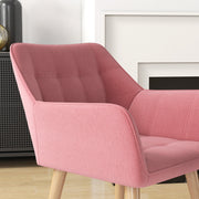 Set of 2 Armchairs with Slanted Back and Padded Seat for Living Room Comfort Pink