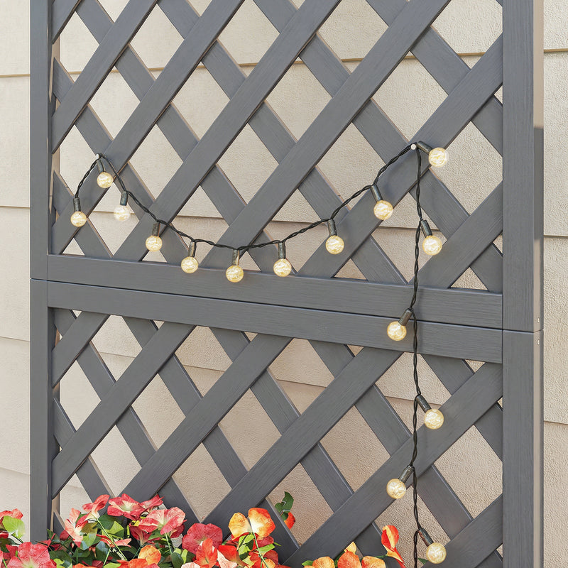 Wooden Planter Box with Trellis for Climbing Plants and Herbs Outdoor Grey