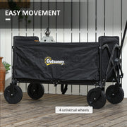 120L Folding Garden Trolley Cart with Wheels and Adjustable Handle for Camping and Beach by Outsunny