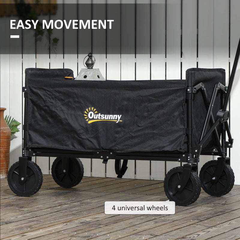 120L Folding Garden Trolley Cart with Wheels and Adjustable Handle for Camping and Beach by Outsunny