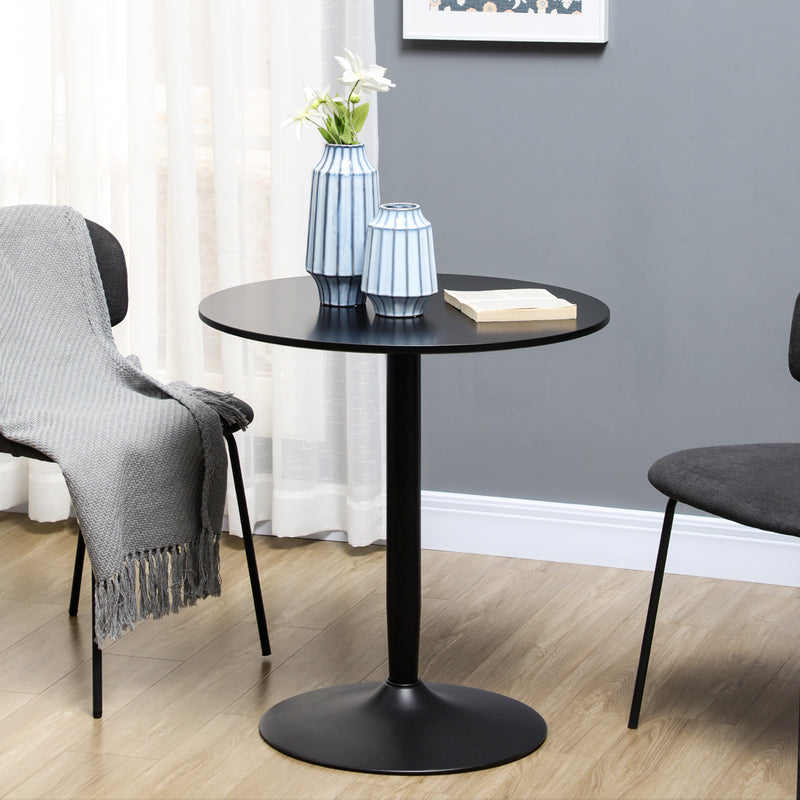 Round Two Seater Dining Table Minimalist Design Ideal for Small Spaces Black