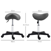 Adjustable Saddle Stool With Wheels For Salon Spa Massage Or Tattoo Use Grey