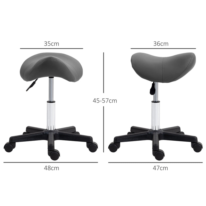 Adjustable Saddle Stool With Wheels For Salon Spa Massage Or Tattoo Use Grey
