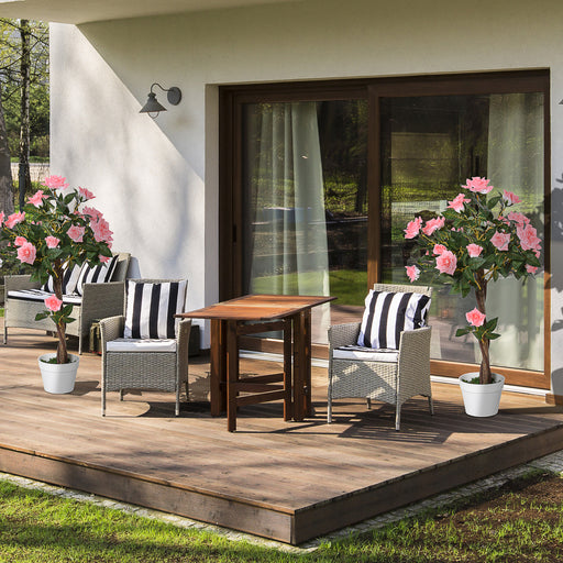 Set of 2 Pink Rose Artificial Plants in Pots 90cm Tall for Indoor and Outdoor Decor