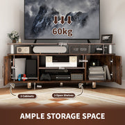Rustic Brown TV Unit Cabinet for TVs up to 55 Inches with Storage Shelves and Cupboard by HOMCOM