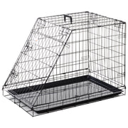 Collapsible Dog Travel Cage with Removable Tray and Trapeze Design Perfect For Hatchback Cars 93 x 58 x 65cm by PawHut