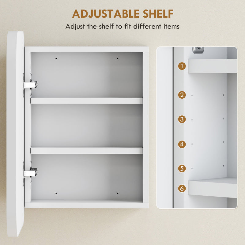 Bathroom Wall Cabinet with Mirror and Adjustable Shelves for Organised Storage White