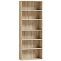 Tall Bookshelf with Adjustable Shelves for Living Room or Office Organisation Oak Wood Effect