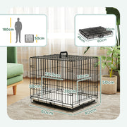 Foldable Black Dog Crate with Two Doors Tray and Cushion for Extra Small Dogs 60 x 40 x 50 by PawHut