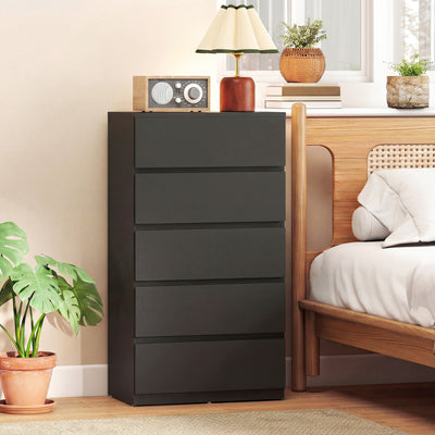 Chest of Drawers with 5 Spacious Storage Drawers for Bedroom Organisation Black AOSOM