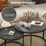 Set of 2 Nesting Coffee Tables with Marble Effect Tops Ideal for Living Room Black