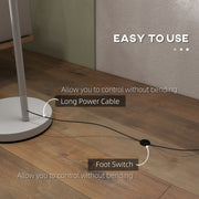 Adjustable Metal Floor Lamp with LED Bulb for Living Room or Bedroom Lighting, Grey