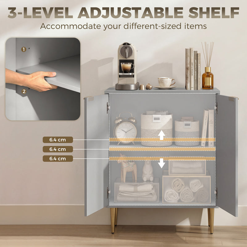 Compact Sideboard with Adjustable Shelves for Hallway or Living Room Storage Grey