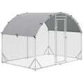 Galvanised Chicken Cage With Run, Water-Resist Cover Pawhut