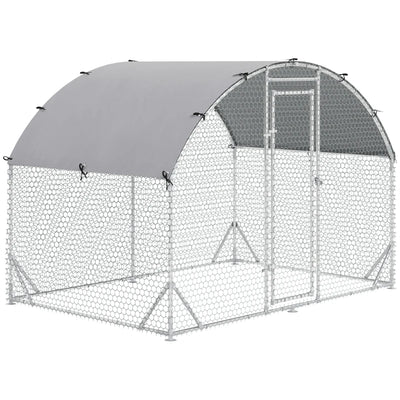 Galvanised Chicken Cage With Run, Water-Resist Cover Pawhut