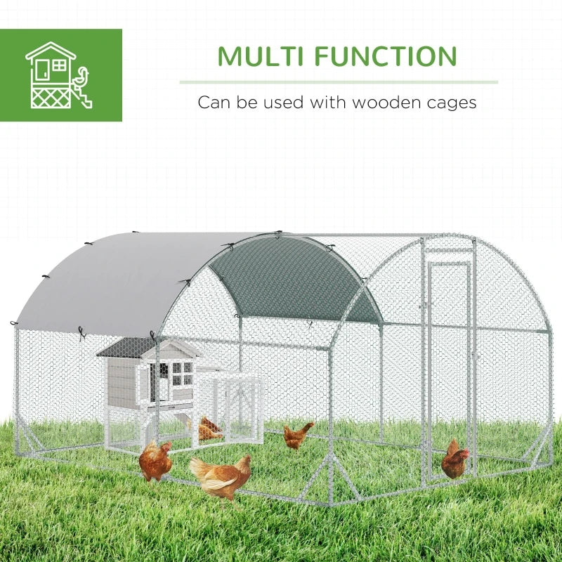 Galvanised Chicken Cage With Run, Water-Resist Cover