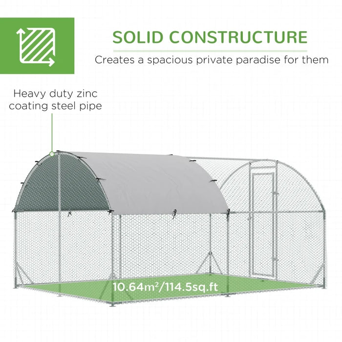 Galvanised Chicken Cage With Run, Water-Resist Cover