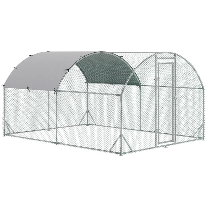 Galvanised Chicken Cage With Run, Water-Resist Cover