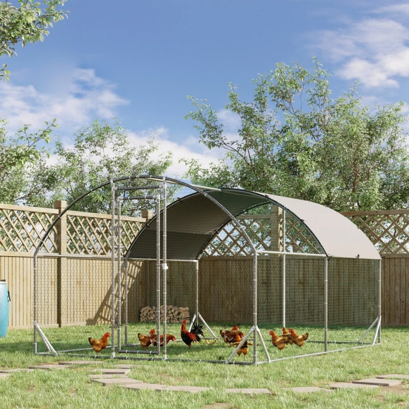 Galvanised Chicken Cage With Run, Water-Resist Cover