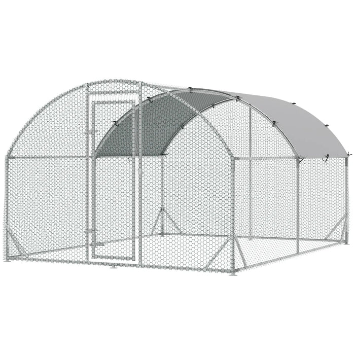 Galvanised Chicken Cage With Run, Water-Resist Cover