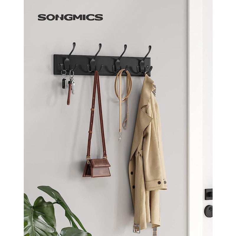 Wall Mounted Coat Rack, 4 Hooks - Black Songmics