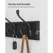 Wall Mounted Coat Rack, 4 Hooks - Black Songmics