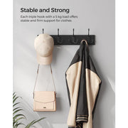 Wall Mounted Coat Rack, 4 Hooks - Black Songmics