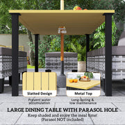 Grey 6 Seater Rattan Patio Dining Set with Cushions and Slatted Table by Outsunny