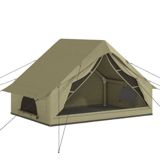 Waterproof inflatable camping tent with mesh walls on a white background