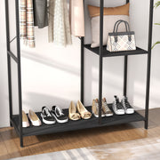Freestanding Clothes Storage Rack With Shelves For Bedroom Or Hallway Black