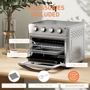 24L Silver Air Fryer Oven 1600W Oil Free Cooking with Timer Touch Screen by HOMCOM