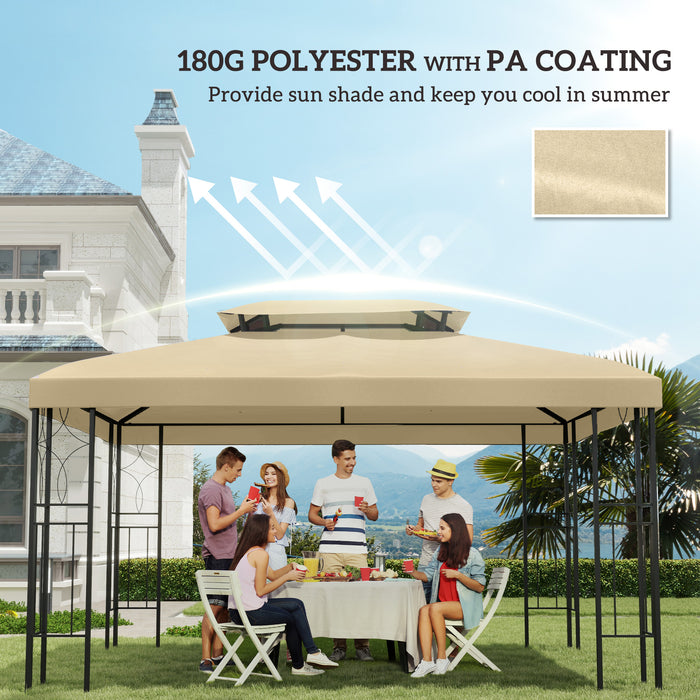 Cream Gazebo Roof Replacement for 3 x 4m Frames Weather Resistant by Outsunny