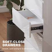 Chest of Drawers with 5 Spacious Handleless Storage Drawers for Bedroom Organisation High Gloss White Homcom
