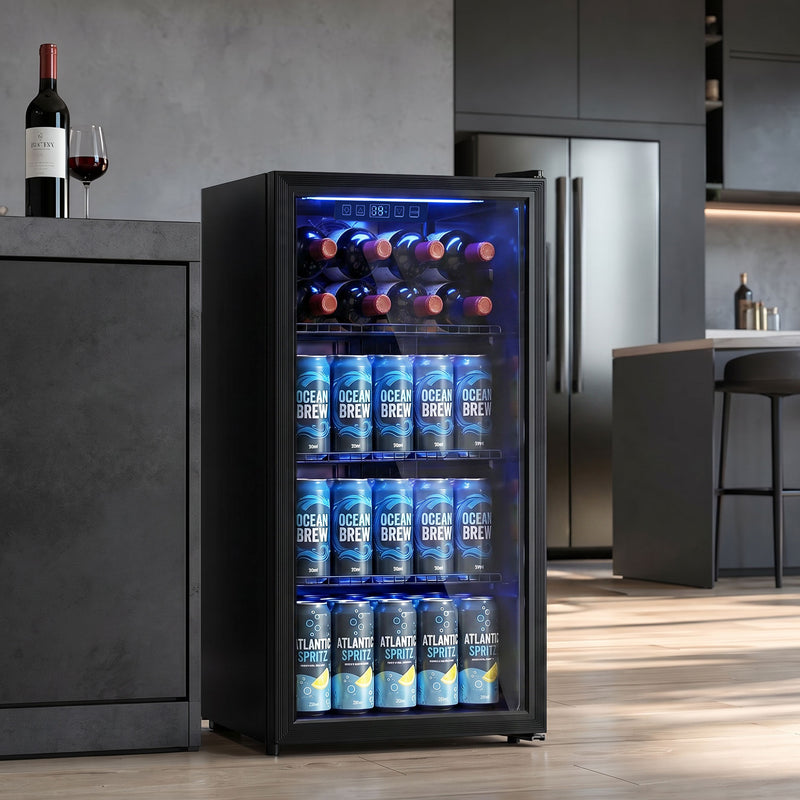 Drinks Fridge for Chilled Cans with Adjustable Shelves and Quiet Operation Black