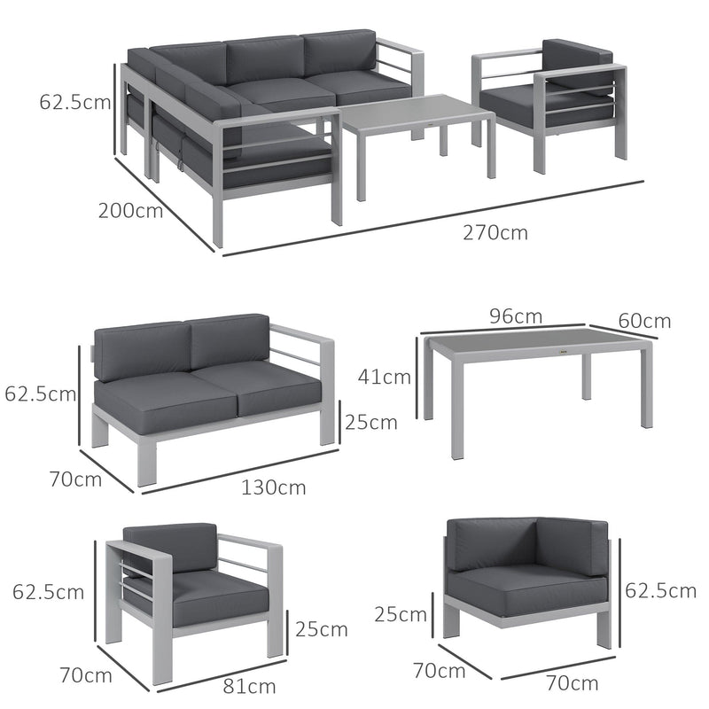 Image of a Grey Outsunny Garden Sofa Set With Table