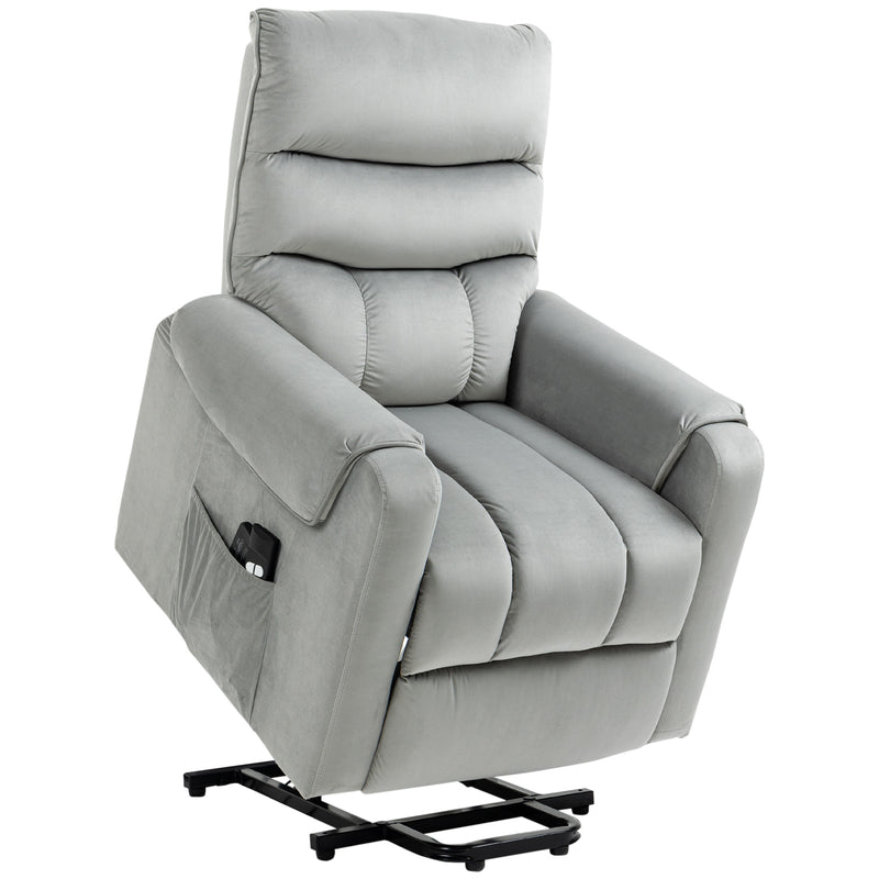 Electric Rise and Recliner Massage Chair with Remote and Storage Pocket, Grey