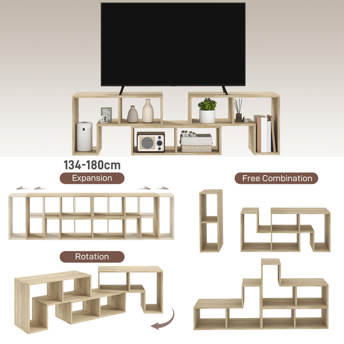 Grey Oak Wood Grain TV Stand for TVs up to 75 Inches with Storage Shelves by HOMCOM