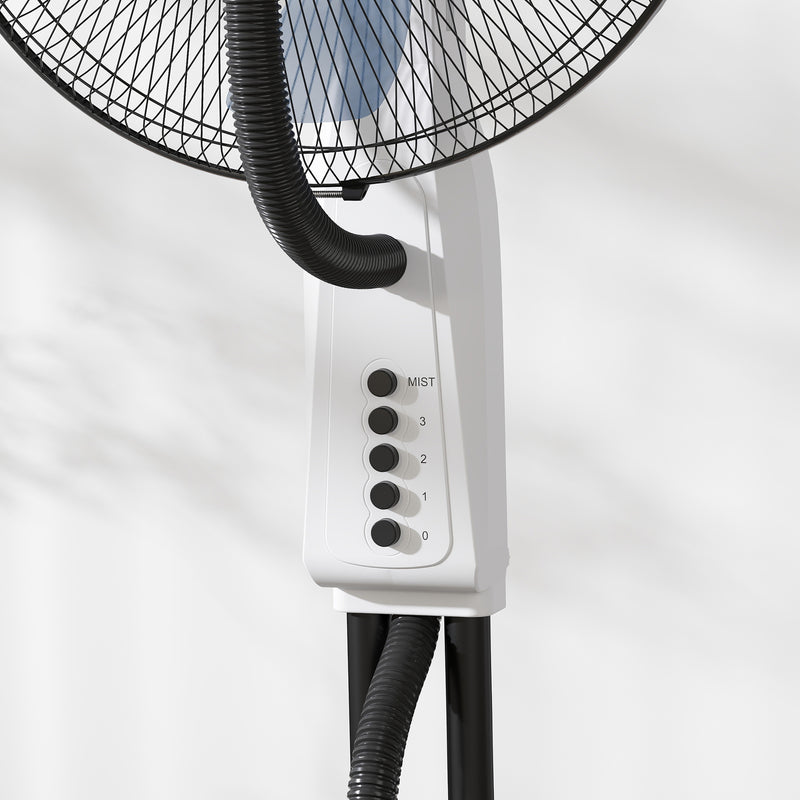 Pedestal Misting Fan with Humidifier for Cool Indoor Air and Quiet Operation White AOSOM