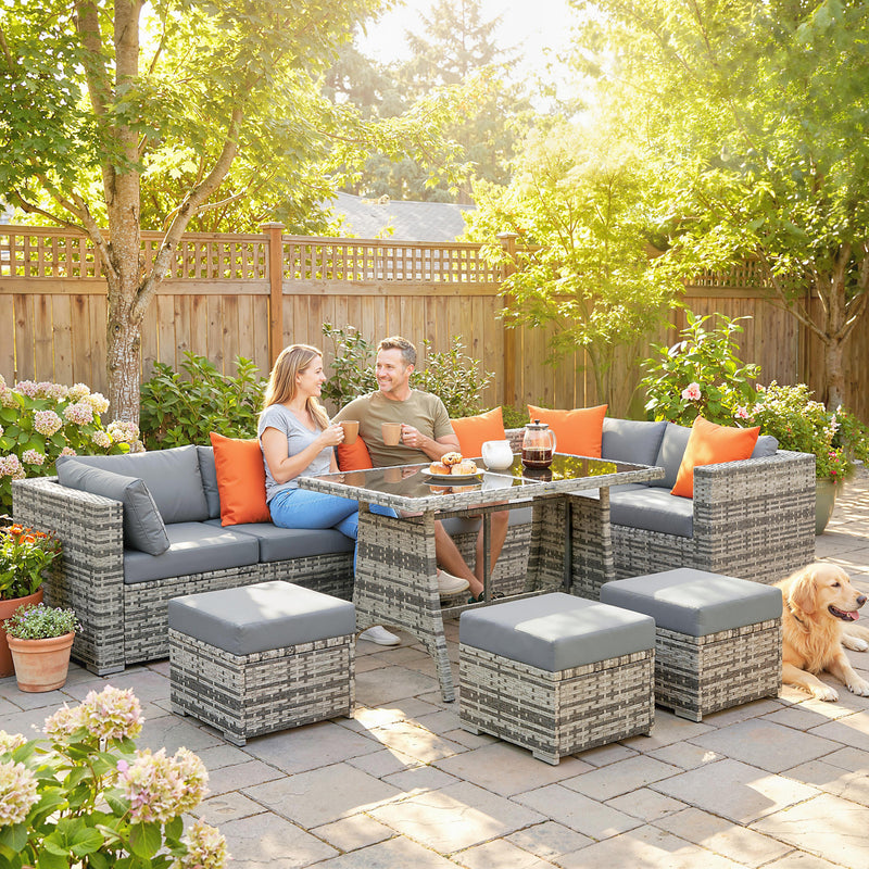 10 Piece Garden Dining Set with Cushions for Flexible Outdoor Seating and Relaxing Grey