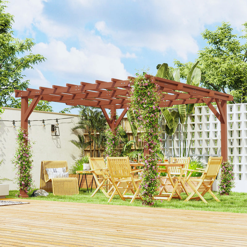 Wooden Garden Pergola Kit Trellis for Climbing Plants and Vines 3.3 x 3.3m by Outsunny