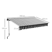 Grey and White Electric Patio Awning with Remote Control and Aluminium Frame 2.5 x 3.5m