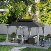 Dark Grey 3 x 4m Metal Frame Gazebo With Two-Tier Roof by Outsunny