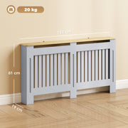 Radiator Cover with Extra Shelf and Slatted Front for Safe Heat Flow Grey Homcom