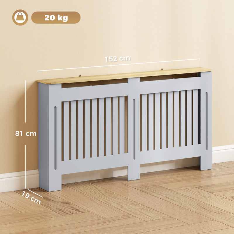 Radiator Cover with Extra Shelf and Slatted Front for Safe Heat Flow Grey Homcom