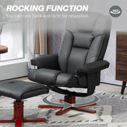 Manual Recliner Armchair with Matching Footstool for Lounge Comfort Black